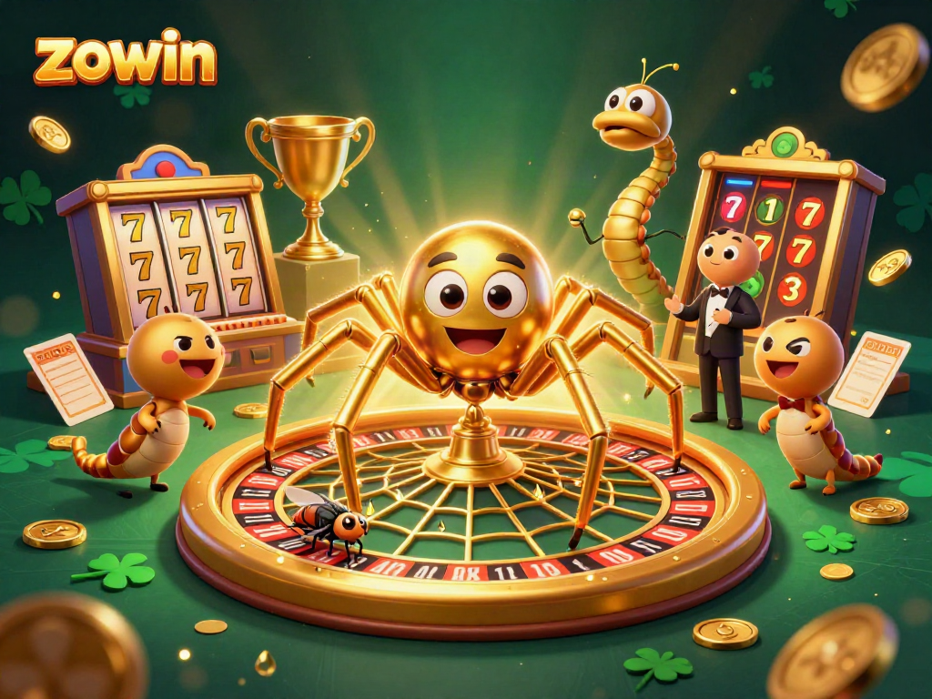 Join the fun at Zowin with captivating roulette wheel elements and a vibrant casino atmosphere.