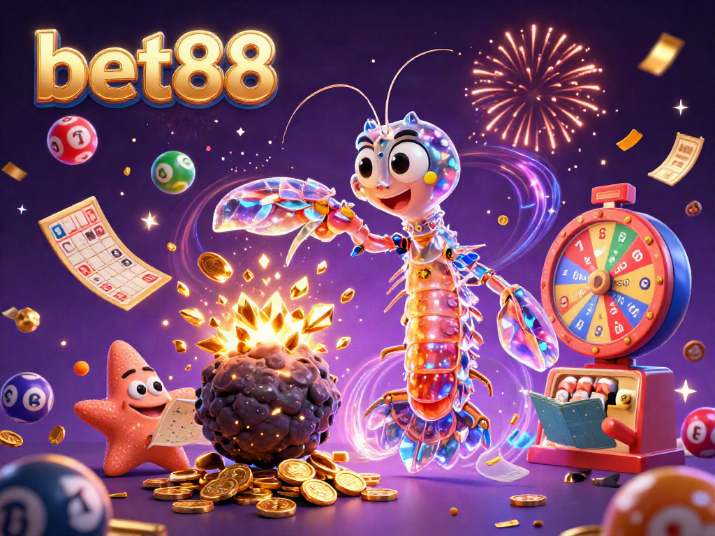 Experience vibrant gaming with bet88 as a galactic samurai shrimp unveils golden treasures amidst a dynamic casino universe.