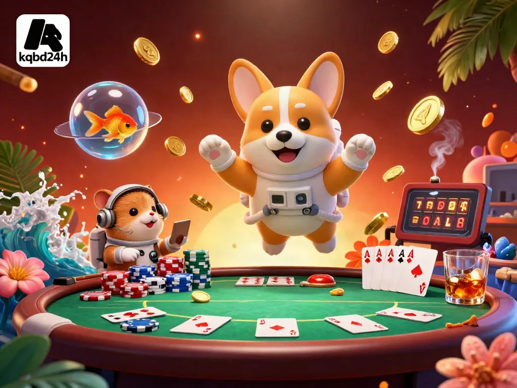 Watch the vibrant corgi in zero gravity at the kqbd24h sports betting casino with poker excitement and dynamic elements.
