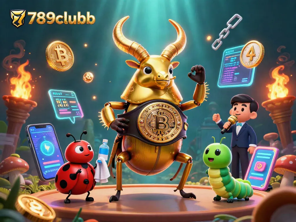 Engage with 789clubb through this vibrant, action-packed gambling illustration featuring unique characters and dynamic elements.