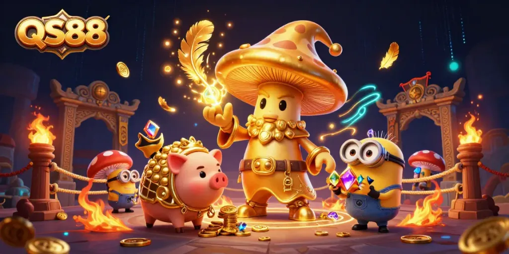 Experience thrilling gameplay at QS88 with golden treasures and magical casino characters.